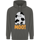 Moo Funny Cow Ghost Halloween Spooky Childrens Kids Hoodie Storm Grey