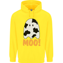 Moo Funny Cow Ghost Halloween Spooky Childrens Kids Hoodie Yellow