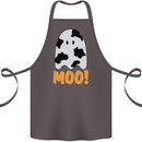 Moo Funny Cow Ghost Halloween Spooky Cotton Apron 100% Organic Dark Grey