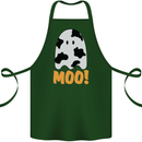 Moo Funny Cow Ghost Halloween Spooky Cotton Apron 100% Organic Forest Green