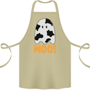 Moo Funny Cow Ghost Halloween Spooky Cotton Apron 100% Organic Khaki
