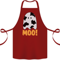 Moo Funny Cow Ghost Halloween Spooky Cotton Apron 100% Organic Maroon