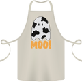 Moo Funny Cow Ghost Halloween Spooky Cotton Apron 100% Organic Natural