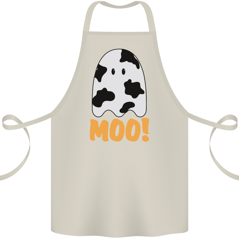 Moo Funny Cow Ghost Halloween Spooky Cotton Apron 100% Organic Natural