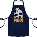 Moo Funny Cow Ghost Halloween Spooky Cotton Apron 100% Organic Navy Blue