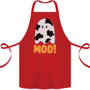 Moo Funny Cow Ghost Halloween Spooky Cotton Apron 100% Organic Red