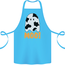 Moo Funny Cow Ghost Halloween Spooky Cotton Apron 100% Organic Turquoise