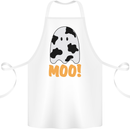 Moo Funny Cow Ghost Halloween Spooky Cotton Apron 100% Organic White
