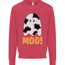 Moo Funny Cow Ghost Halloween Spooky Kids Sweatshirt Jumper Heliconia