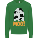 Moo Funny Cow Ghost Halloween Spooky Kids Sweatshirt Jumper Irish Green