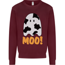 Moo Funny Cow Ghost Halloween Spooky Kids Sweatshirt Jumper Maroon