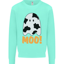 Moo Funny Cow Ghost Halloween Spooky Kids Sweatshirt Jumper Peppermint