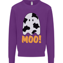 Moo Funny Cow Ghost Halloween Spooky Kids Sweatshirt Jumper Purple