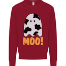 Moo Funny Cow Ghost Halloween Spooky Kids Sweatshirt Jumper Red