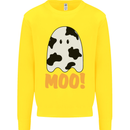 Moo Funny Cow Ghost Halloween Spooky Kids Sweatshirt Jumper Yellow