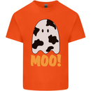 Moo Funny Cow Ghost Halloween Spooky Kids T-Shirt Childrens Orange