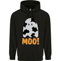 Moo Funny Cow Ghost Halloween Spooky Mens 80% Cotton Hoodie Black