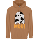 Moo Funny Cow Ghost Halloween Spooky Mens 80% Cotton Hoodie Caramel Latte