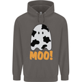 Moo Funny Cow Ghost Halloween Spooky Mens 80% Cotton Hoodie Charcoal