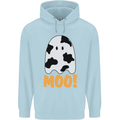 Moo Funny Cow Ghost Halloween Spooky Mens 80% Cotton Hoodie Light Blue