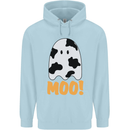 Moo Funny Cow Ghost Halloween Spooky Mens 80% Cotton Hoodie Light Blue