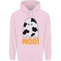 Moo Funny Cow Ghost Halloween Spooky Mens 80% Cotton Hoodie Light Pink