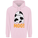 Moo Funny Cow Ghost Halloween Spooky Mens 80% Cotton Hoodie Light Pink