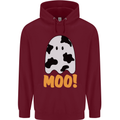 Moo Funny Cow Ghost Halloween Spooky Mens 80% Cotton Hoodie Maroon