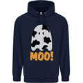 Moo Funny Cow Ghost Halloween Spooky Mens 80% Cotton Hoodie Navy Blue
