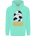 Moo Funny Cow Ghost Halloween Spooky Mens 80% Cotton Hoodie Peppermint