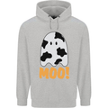 Moo Funny Cow Ghost Halloween Spooky Mens 80% Cotton Hoodie Sports Grey