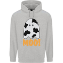 Moo Funny Cow Ghost Halloween Spooky Mens 80% Cotton Hoodie Sports Grey