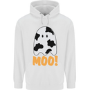 Moo Funny Cow Ghost Halloween Spooky Mens 80% Cotton Hoodie White