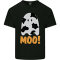 Moo Funny Cow Ghost Halloween Spooky Mens Cotton T-Shirt Tee Top Black