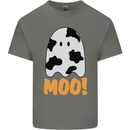 Moo Funny Cow Ghost Halloween Spooky Mens Cotton T-Shirt Tee Top Charcoal