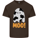 Moo Funny Cow Ghost Halloween Spooky Mens Cotton T-Shirt Tee Top Dark Chocolate
