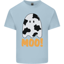 Moo Funny Cow Ghost Halloween Spooky Mens Cotton T-Shirt Tee Top Light Blue