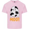 Moo Funny Cow Ghost Halloween Spooky Mens Cotton T-Shirt Tee Top Light Pink