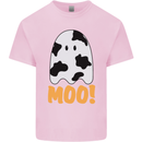 Moo Funny Cow Ghost Halloween Spooky Mens Cotton T-Shirt Tee Top Light Pink
