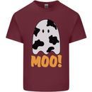 Moo Funny Cow Ghost Halloween Spooky Mens Cotton T-Shirt Tee Top Maroon