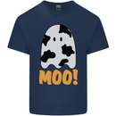 Moo Funny Cow Ghost Halloween Spooky Mens Cotton T-Shirt Tee Top Navy Blue
