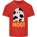 Moo Funny Cow Ghost Halloween Spooky Mens Cotton T-Shirt Tee Top Red