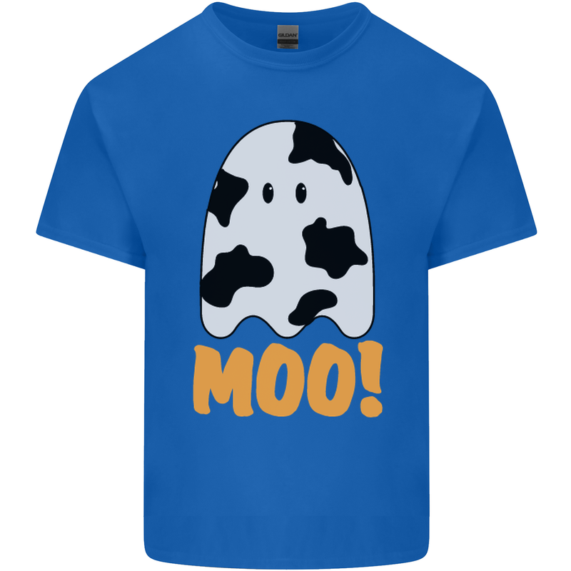 Moo Funny Cow Ghost Halloween Spooky Mens Cotton T-Shirt Tee Top Royal Blue
