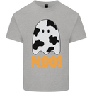 Moo Funny Cow Ghost Halloween Spooky Mens Cotton T-Shirt Tee Top Sports Grey
