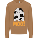 Moo Funny Cow Ghost Halloween Spooky Mens Sweatshirt Jumper Caramel Latte