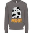 Moo Funny Cow Ghost Halloween Spooky Mens Sweatshirt Jumper Charcoal