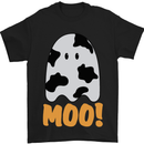 Moo Funny Cow Ghost Halloween Spooky Mens T-Shirt Cotton Gildan Black