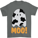 Moo Funny Cow Ghost Halloween Spooky Mens T-Shirt Cotton Gildan Charcoal