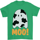 Moo Funny Cow Ghost Halloween Spooky Mens T-Shirt Cotton Gildan Irish Green