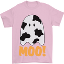Moo Funny Cow Ghost Halloween Spooky Mens T-Shirt Cotton Gildan Light Pink